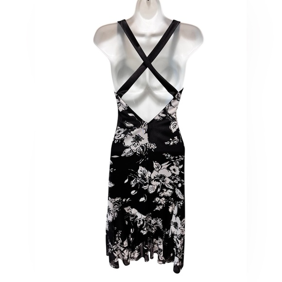Y2K Black Floral Fairy Slip Halter Dress M Black Whimsy Goth Gypsy Whimsical - Picture 7 of 8